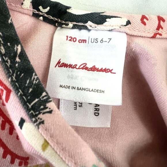 Hanna Andersson Long Sleeve Skater Dress with Pockets, Twinkly Trees, Size 6-7 - Picture 5 of 6